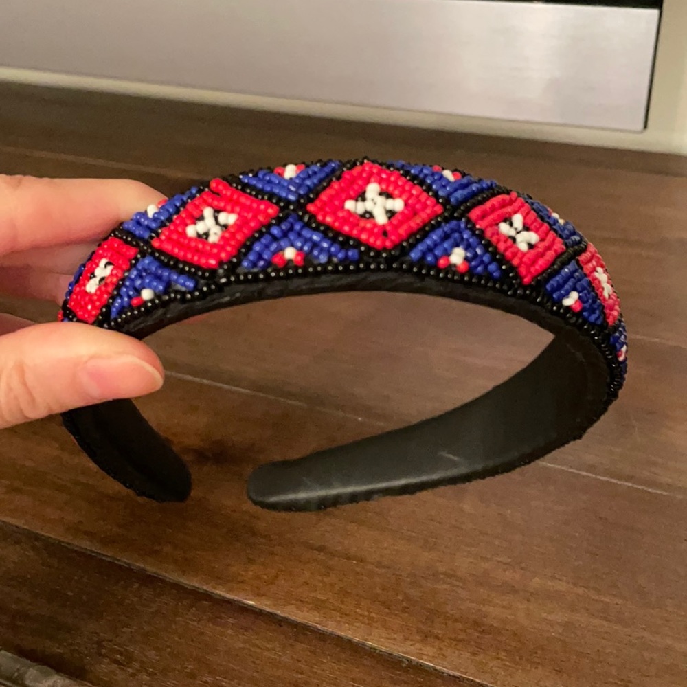 Women’s beaded headbands red white blue black